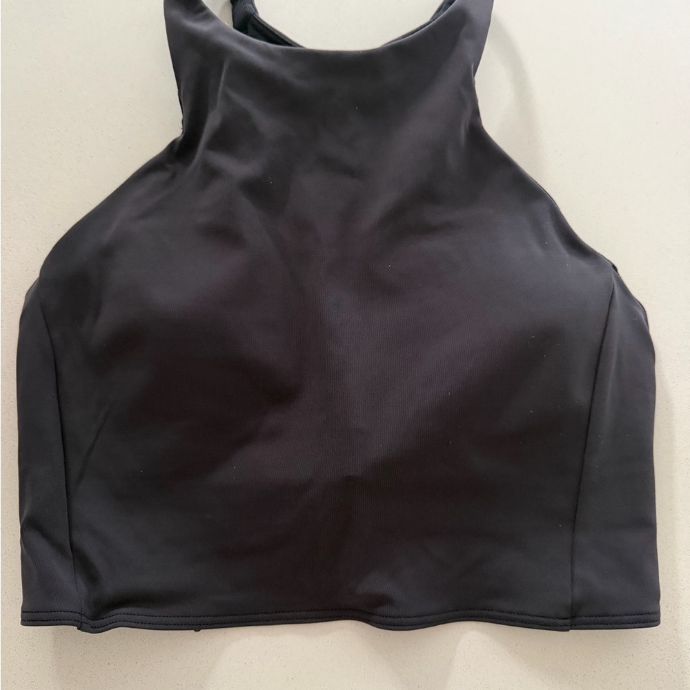 Lulu Lemkng Black Hight Neck, Longline Sports Bra